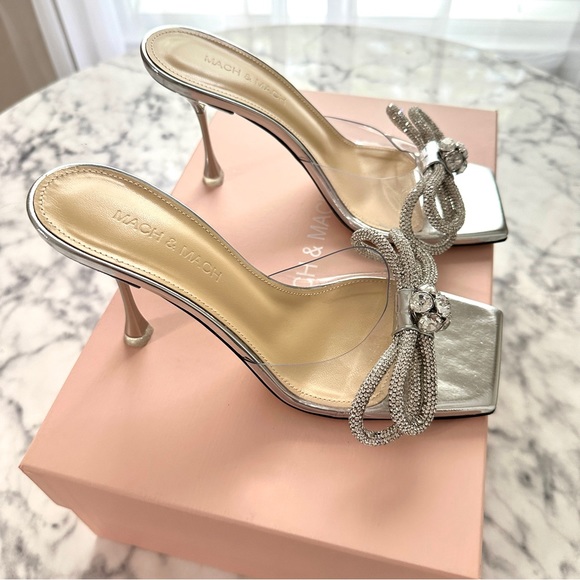 MACH & MACH
Double Bow embellished PVC mules SILVER - Picture 3 of 10